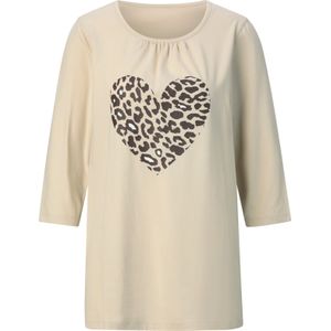 Dames Lang shirt in zand/chocolade