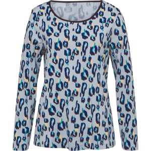 Dames Shirt met lange mouwen in lichtblauw geprint
