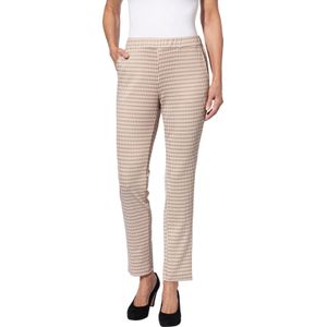 Dames comfortbroek in beige/ecru geruit