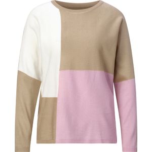 Dames Pullover met ronde hals in beige/ecru gedessineerd