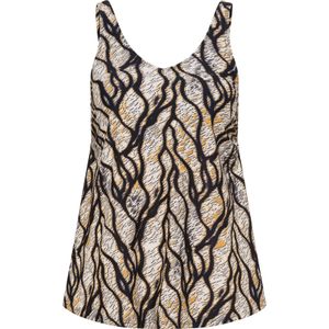 Dames Tankini-bovenstuk in zwart geprint