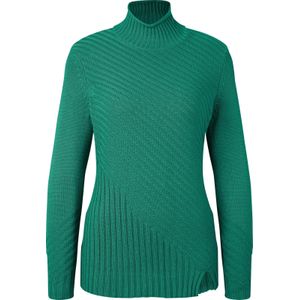 Dames Trui met opstaande kraag in donkergroen