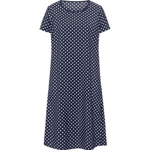 Classic Basics - Gedessineerde Jurk - Marine/Wit Gestippeld - Korte Mouwen