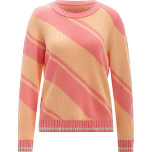 Dames Pullover met lange mouwen in apricot/flamingo gedessineerd