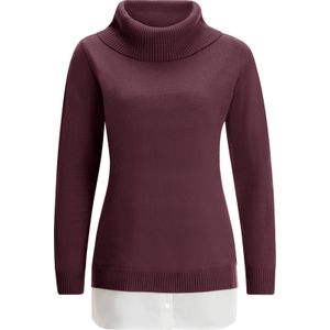 Dames 2-in-1-pullover in bordeaux/wit