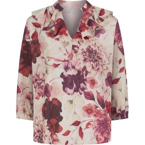 Dames Comfortabele blouse in champagne/bordeaux bedrukt