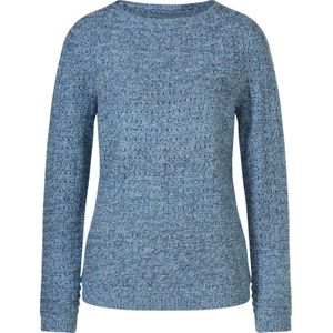 Dames Ajourpullover in aqua/ecru gemêleerd