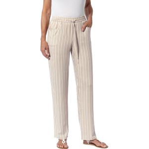 Stretchbroeken - Sesam/Wit Gestreept - 100% Viscose - Comfortabele Taillehoogte