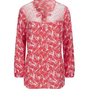 Dames Comfortabele blouse in wit/grapefruit bedrukt