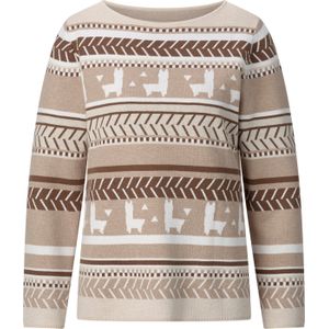 Dames Pullover van jacquard in beige/choco gedessineerd