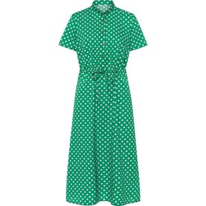 A-lijn Jurk - Grasgroen/Wit Gestippeld - Dames