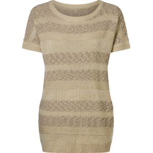 Dames Lange pullover in zand/sesam gedessineerd