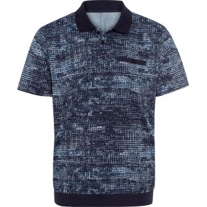 Poloshirt - Marine Gedessineerd - Katoen - Knoopsluiting - Polokraag - Korte Mouwen