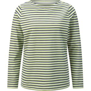 Dames Shirt met lange mouwen in rietgroen/marine gestreept