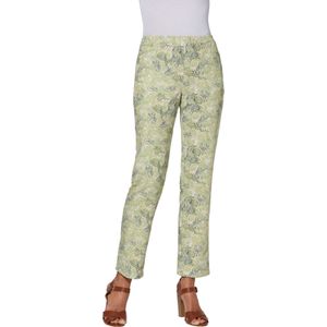 Dames Bedrukte broek in lindegroen/citroen bedrukt