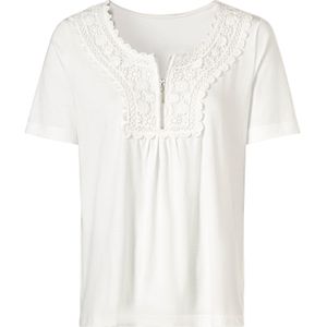 Ecru T-shirt - Katoen en Modaal - Korte Mouwen - Ronde Hals