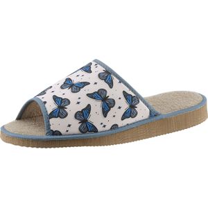 Dames Slippers in blauw geprint