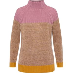 Dames Pullover met lange mouwen in oudroze/oker gedessineerd