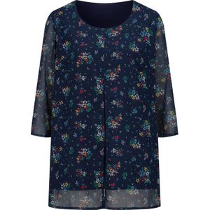 Classic Basics - Lange Blouse - Marine/Pink Gedessineerd - 100% Polyester