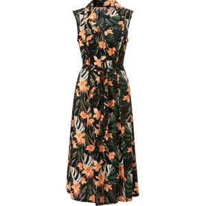 Dames - A-lijn Jurk - Zwart/geel Geprint