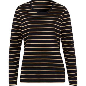 Dames Shirt met lange mouwen in camel/zwart gestreept