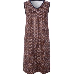 Dames Nachthemd in marine/apricot bedrukt