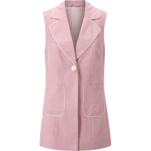 Gilet - Hortensia/Ecru - Dames - Langer Model - Met Contrastkleurige Paspels