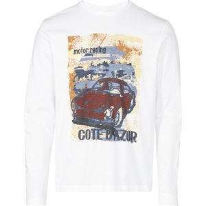 Heren Shirt met lange mouwen in wit geprint
