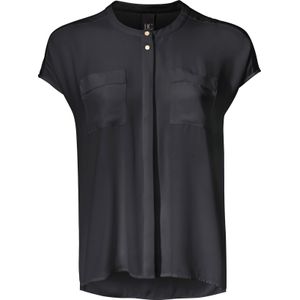 Blouse - Zwart - 100% Polyester - Korte Mouwen - Ronde Hals