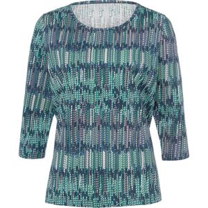 Dames Shirt met 3/4-mouw in donkerblauw/smaragdgroen bedrukt