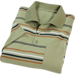 Beige Gestreepte Bikini - Knoopsluiting - Polokraag - Korte Mouwen