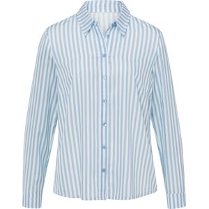 Dames Overhemdblouse in ijsblauw/wit gestreept