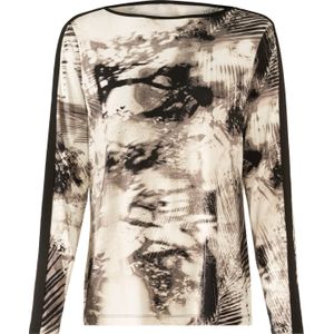 Classic - Shirt - Zand-zwart-gedessineerd - Lange Mouwen - Gedessineerd