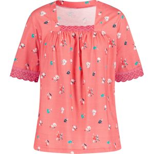 Dames Shirt met korte mouwen in flamingo/donkerblauw geprint