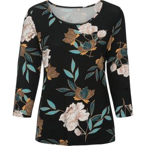 Dames Shirt met print in petrol/oker bedrukt