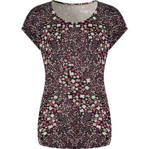 Dames Shirt in zwart/hortensia bedrukt