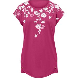 Dames Lang shirt in fuchsia/wit