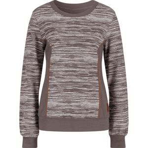 Dames Sweatshirt in donkertaupe/ecru gedessineerd