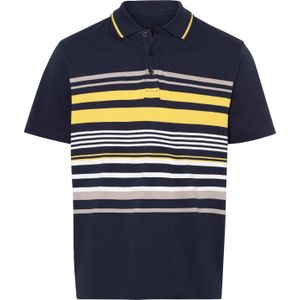 Heren Poloshirt in marine/zonnegeel bedrukt
