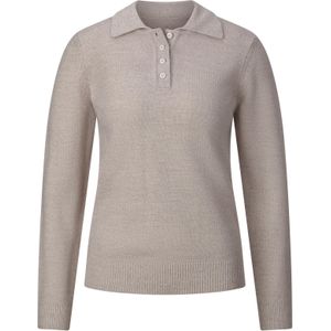 Dames Polopullover in taupe/ecru gemêleerd