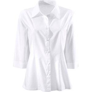 Blouse - Wit - 65% Polyester 35% Katoen - Knoopsluiting Zonder Zakken