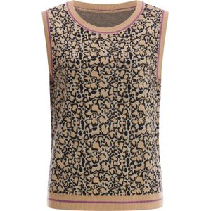 Dames Slip-over in beige/zwart gedessineerd