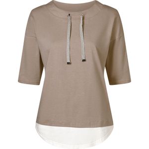 Dames Shirt met korte mouwen in sesam/ecru