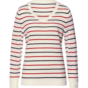 Dames Pullover in wit/rood gestreept