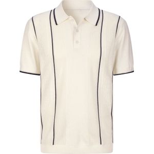 Heren Polopullover in ecru/marine
