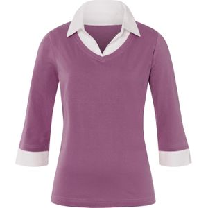 Violet T-shirt - 100% Katoen - V-hals - 3/4-mouwen