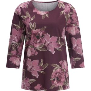 Dames Shirt met 3/4-mouw in bordeaux/mauve bedrukt