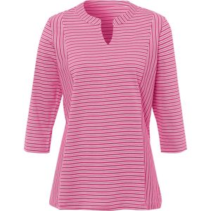 Dames Shirt met 3/4-mouw in fuchsia/wit gestreept