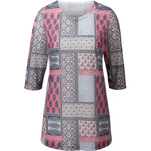 Classic Basics - Lang Shirt - Bessenrood Gedessineerd - 3/4-Mouwen