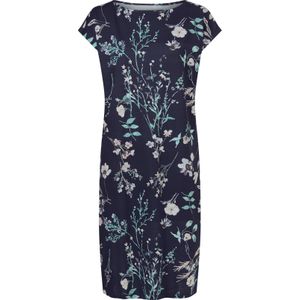 Dames Jersey jurk in marine/lichtroze bedrukt
